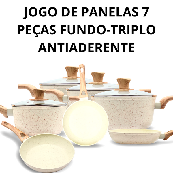 Jogo De Panelas 7 Peças Fundo-triplo Antiaderente